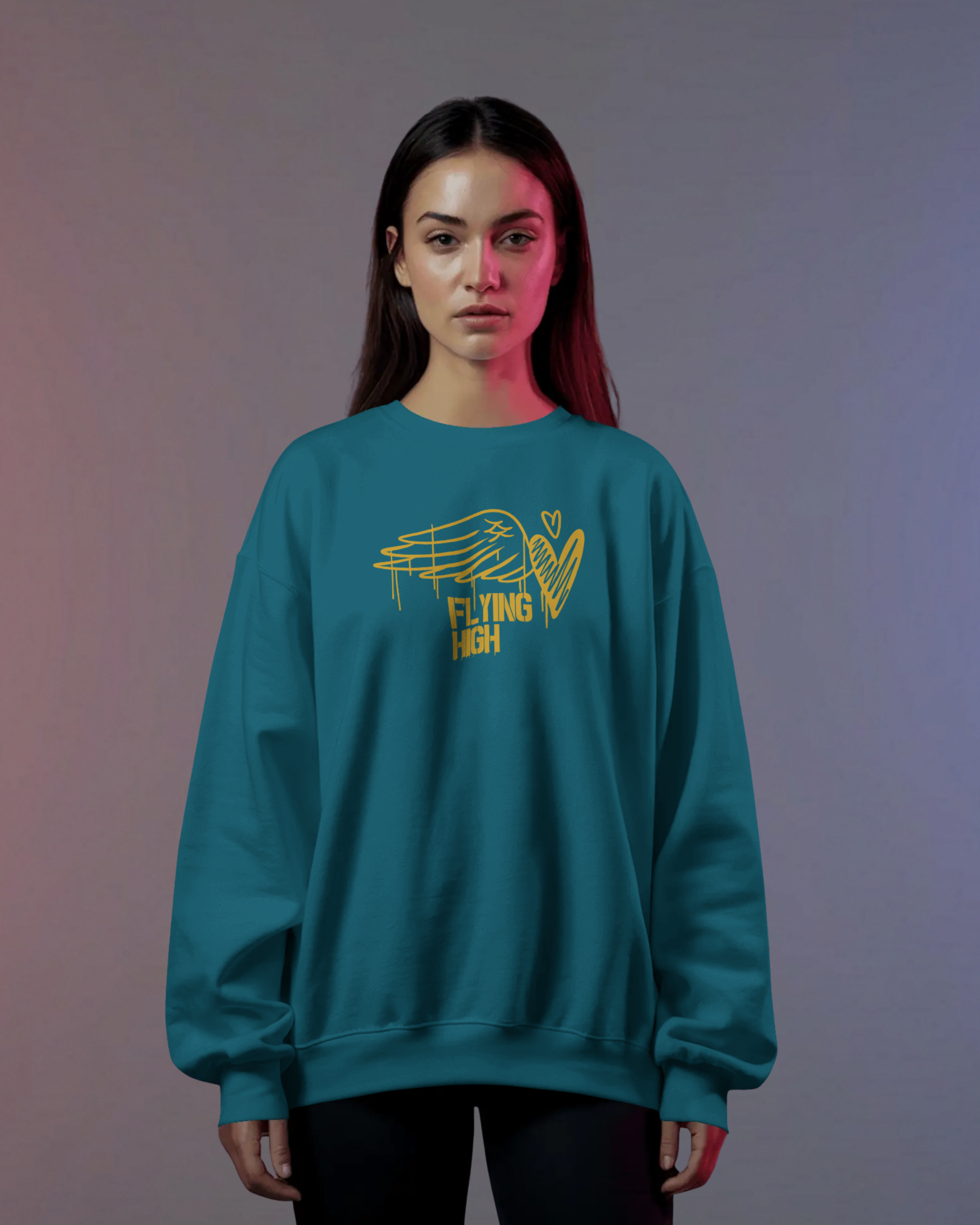 Flying High Street Style Sweatshirt (Vrystal Teal)