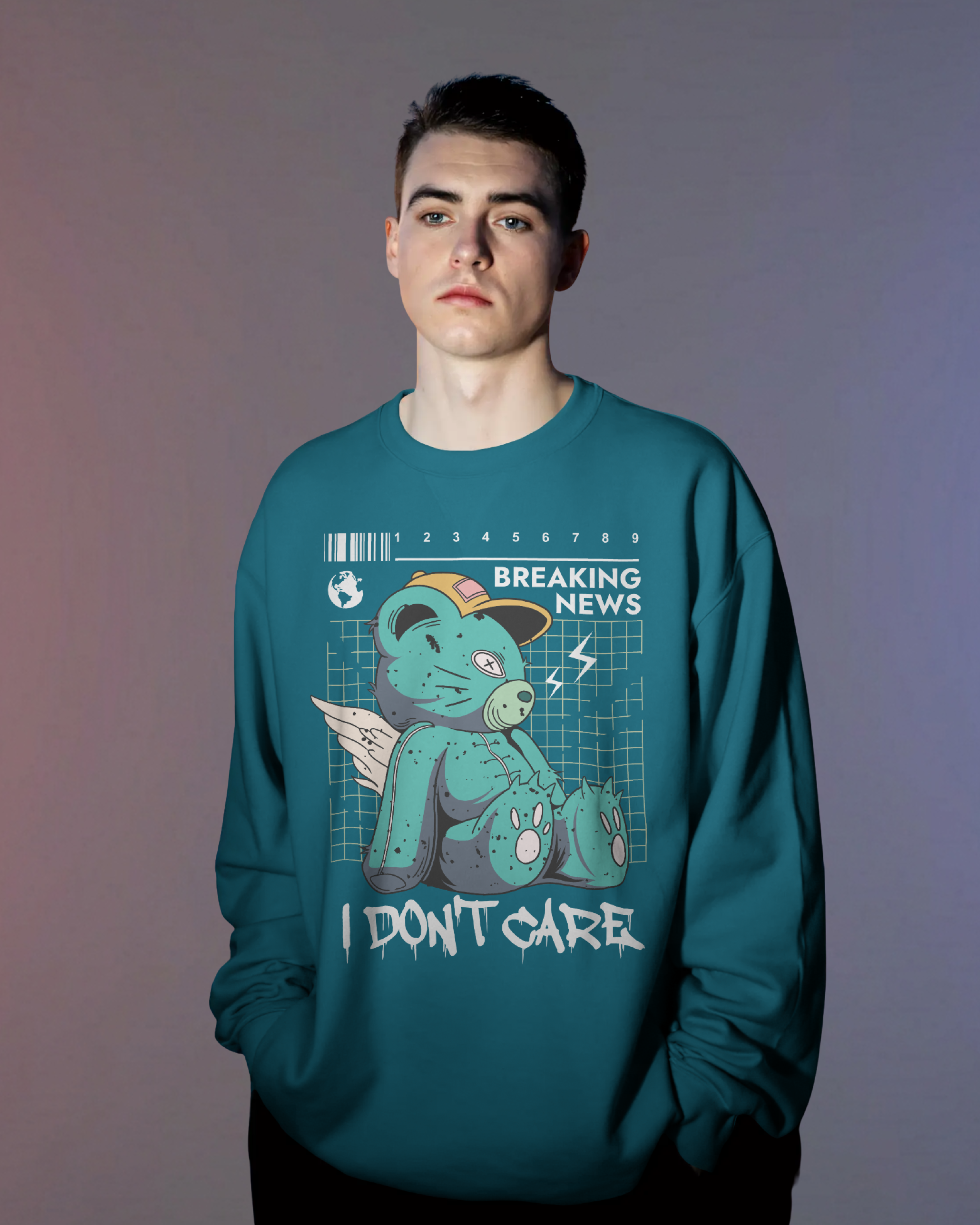 I DON'T CARE Sweatshirt (Teal)