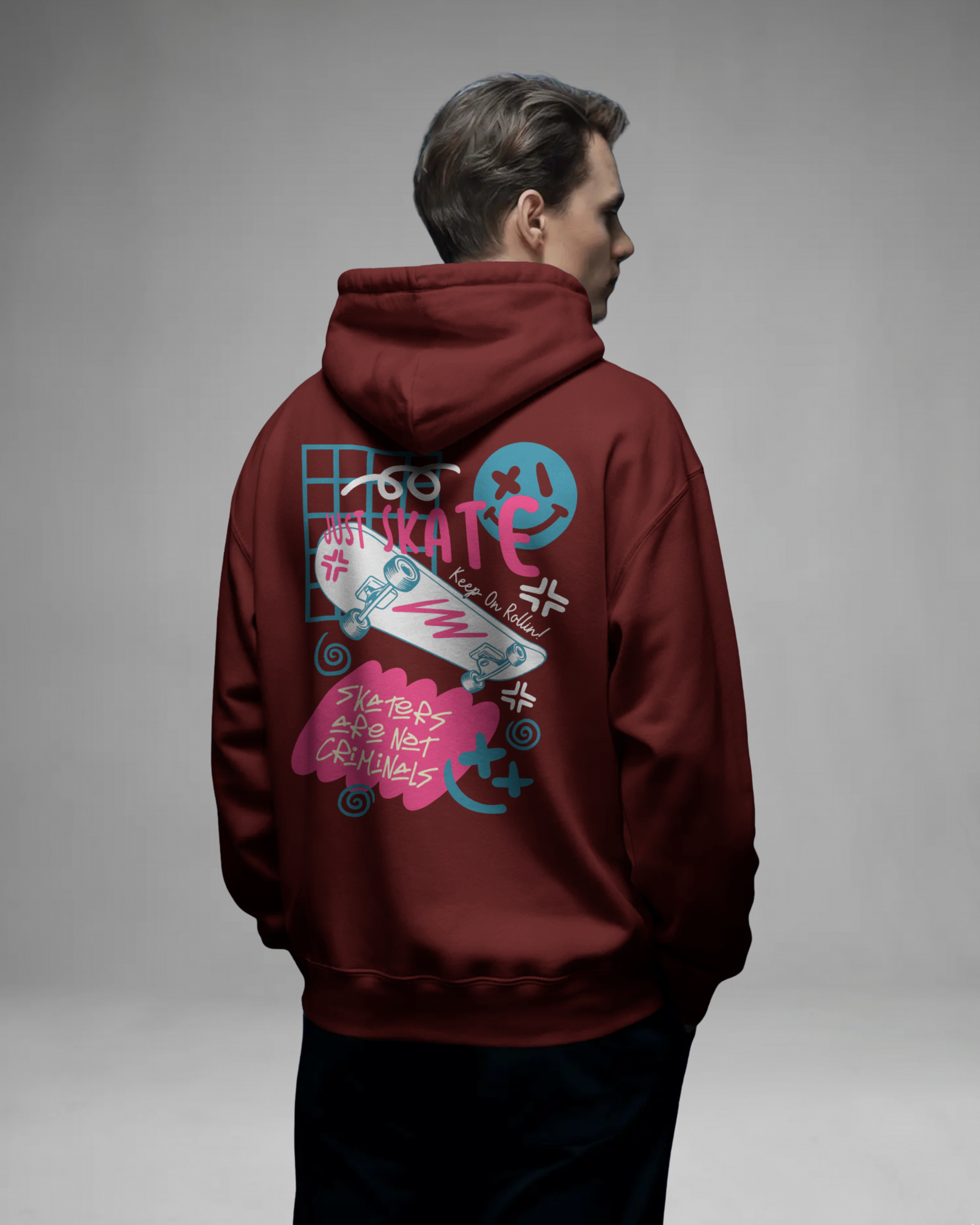 JUST SKATE Hoodie (Maroon)