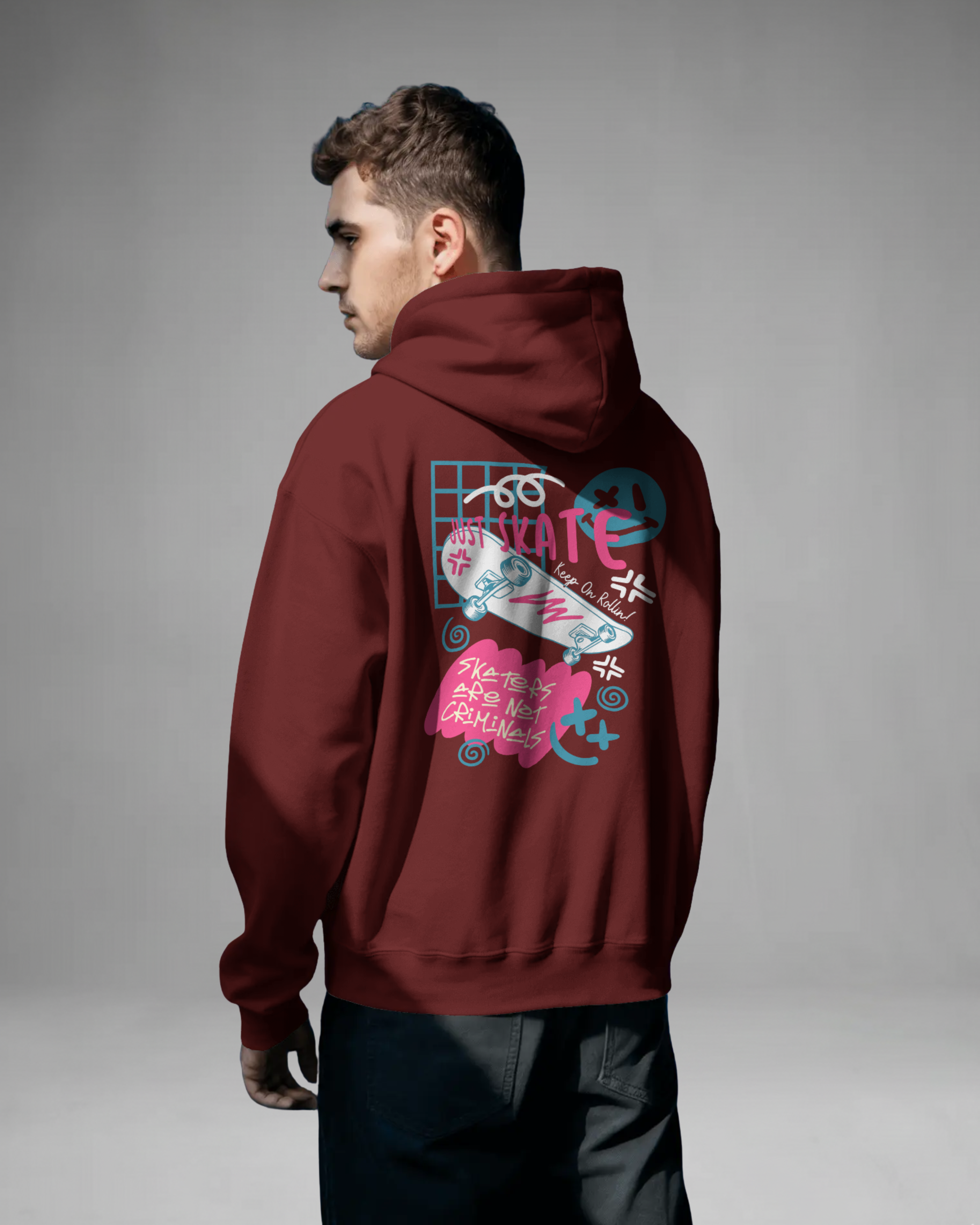 JUST SKATE Hoodie (Maroon)