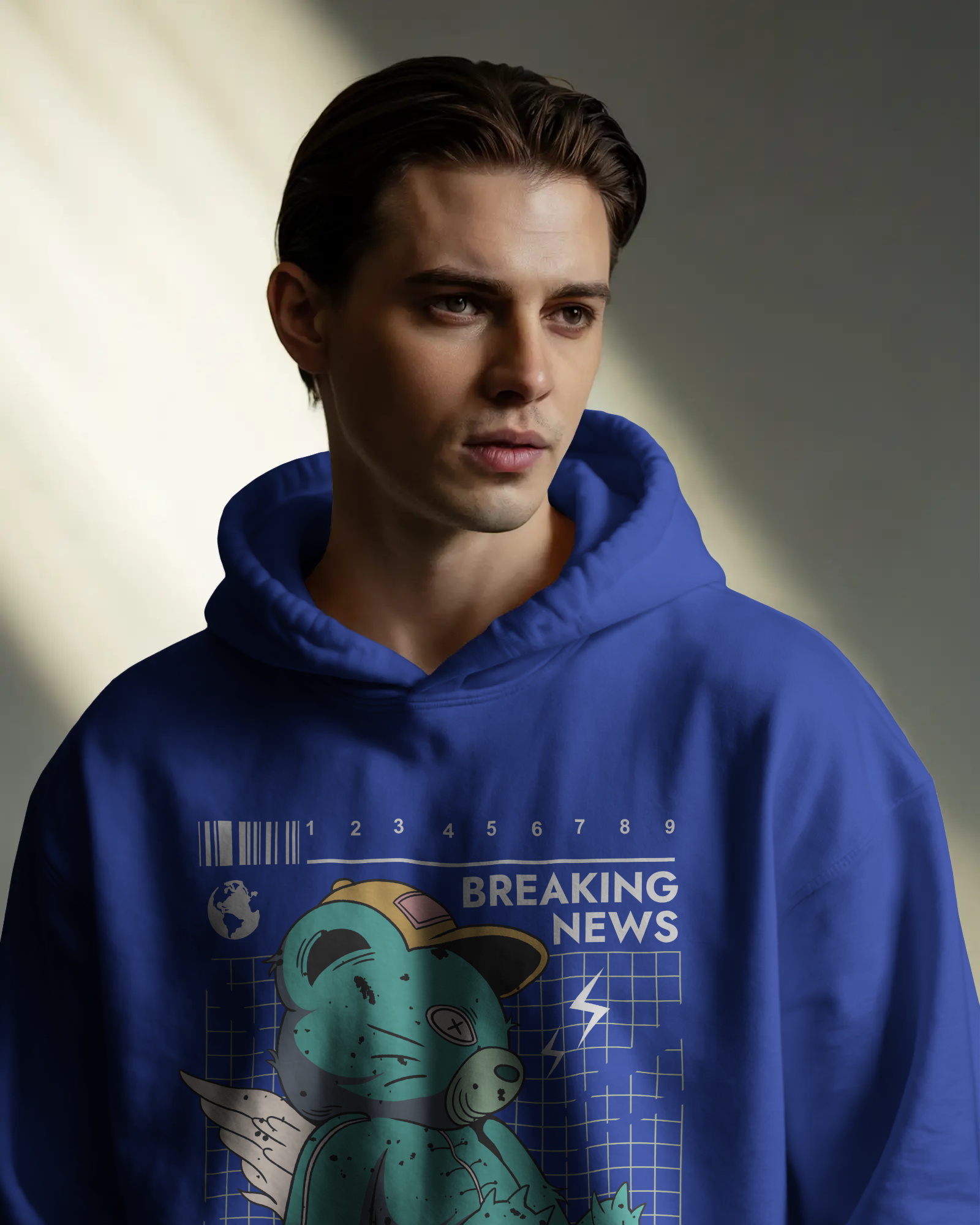 I DON'T CARE Oversize Hoodie (Royal Blue)