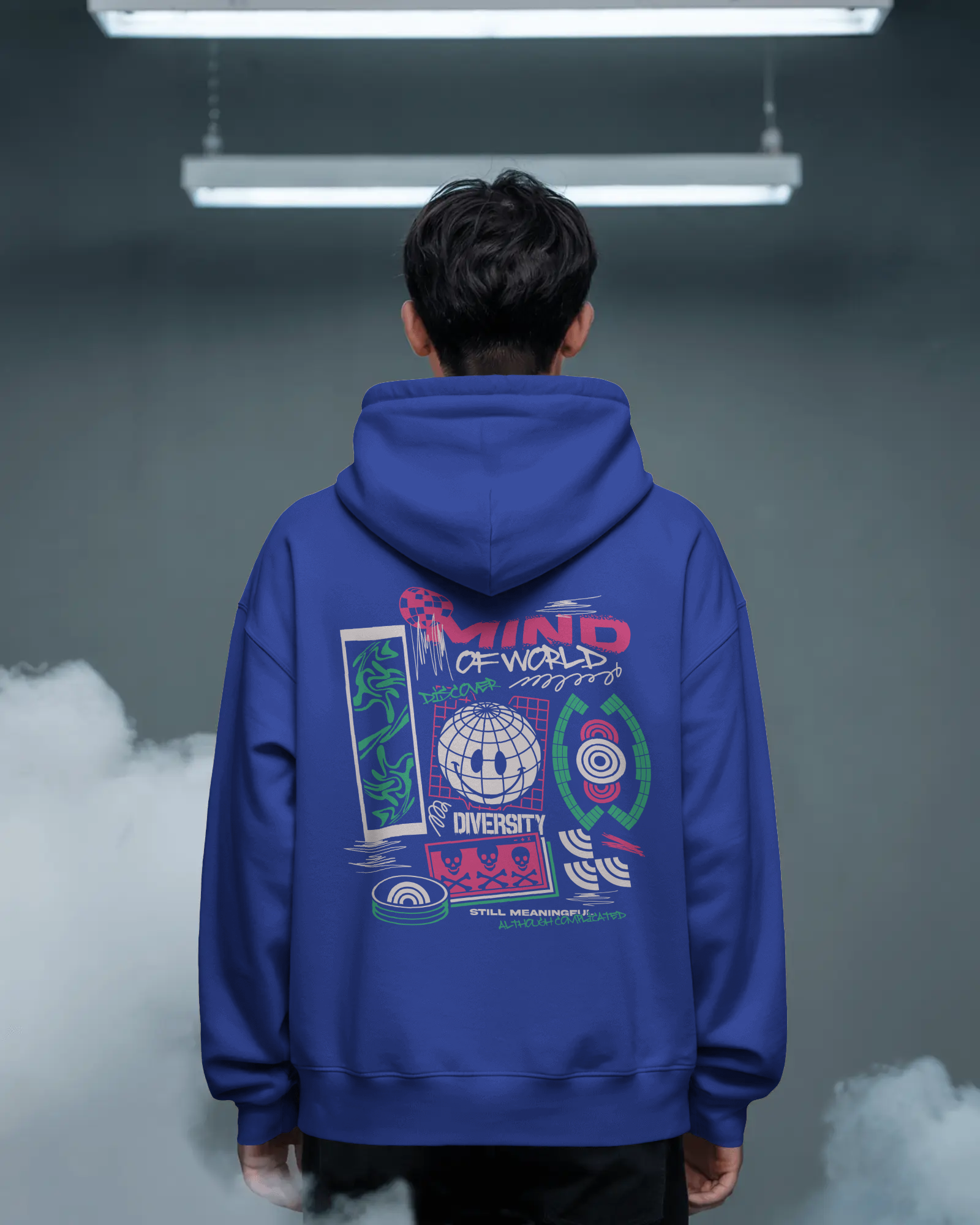 MIND OF WORLD Oversize Hoodie (Roya Blue)